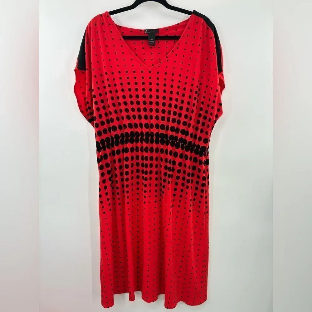 3For$20 Lane Bryant Vibrant Orange/Red Dress with Black Polka Dots size: 14/16